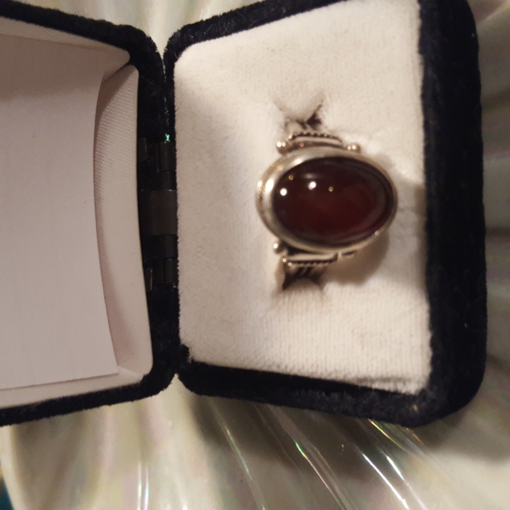 VINTAGE AMBER MOON RING 925